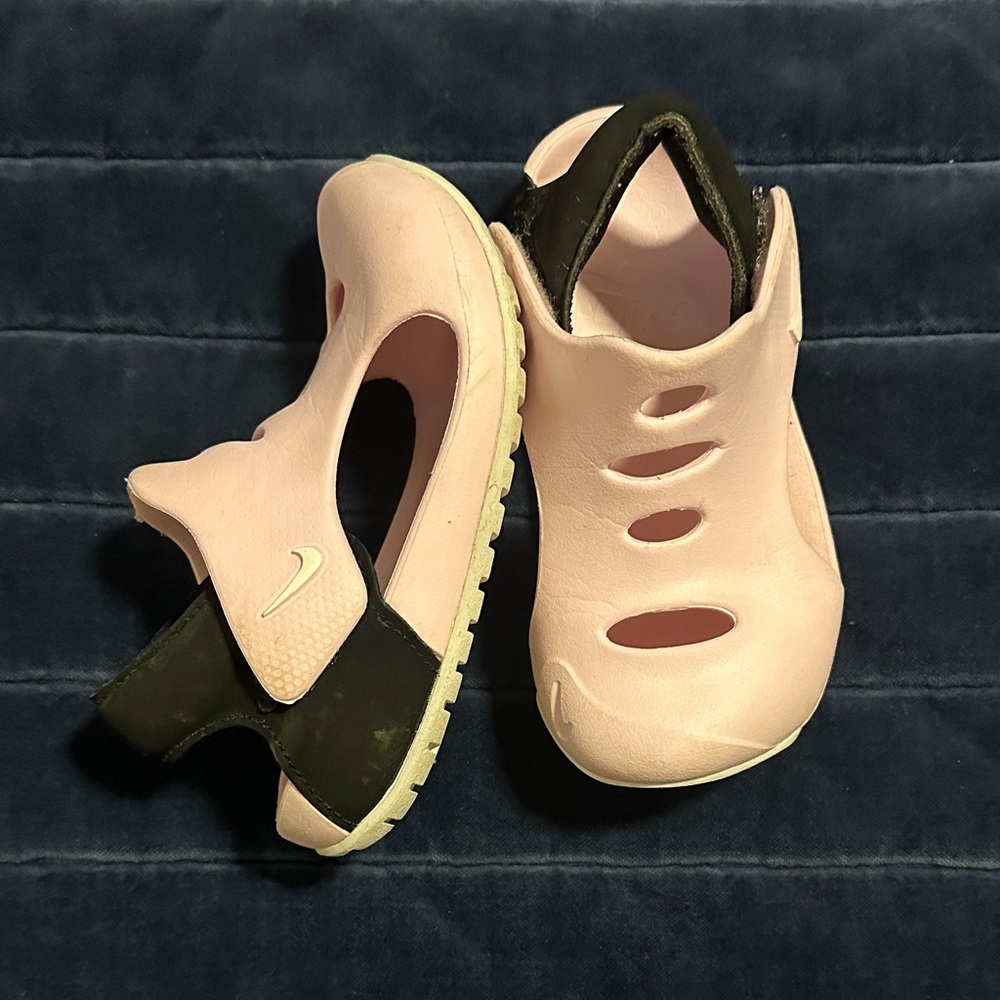 Nike Light Pink and Black Kids' Sandals